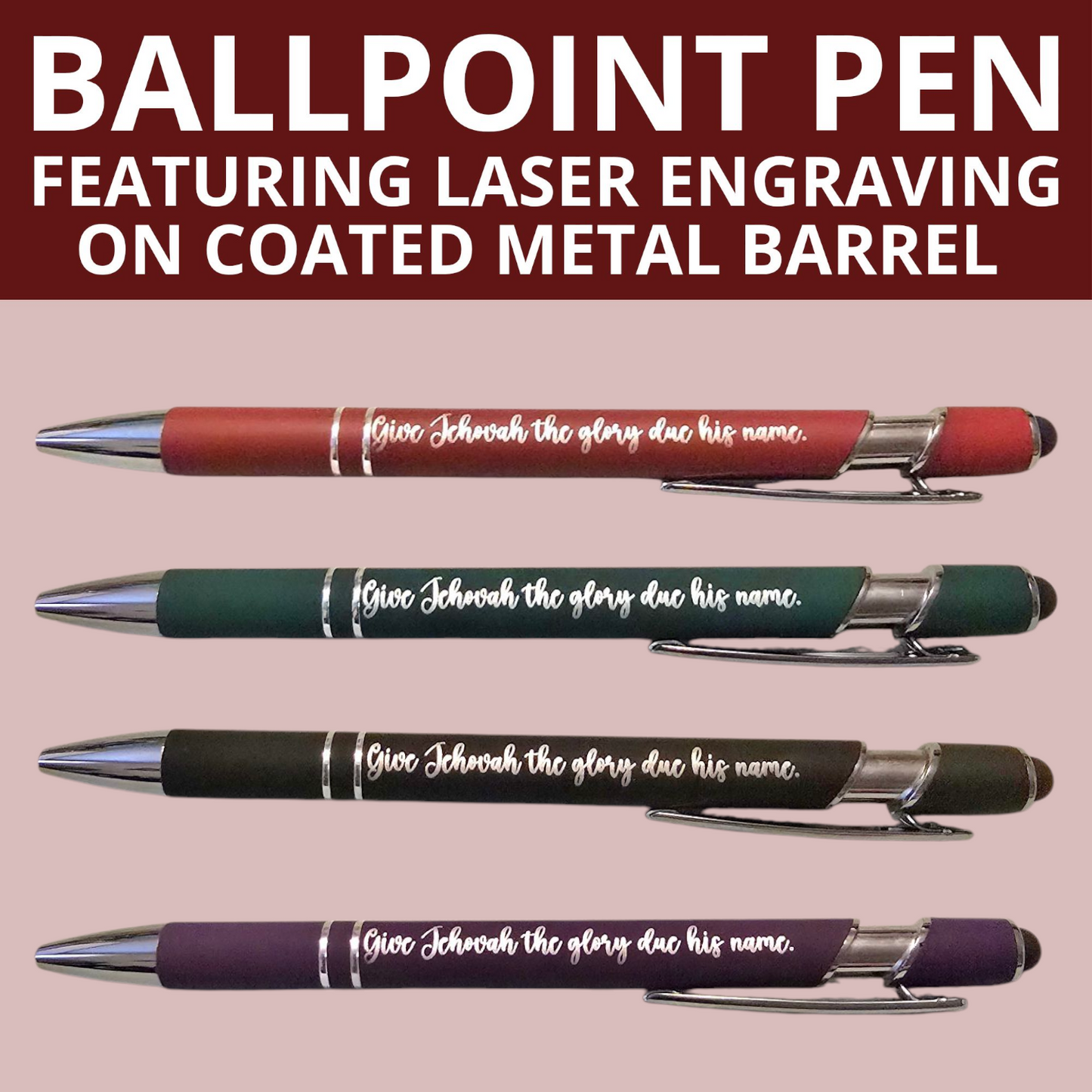 2025 Years Text - "Give Jehovah the glory due his name" - Ballpoint Pen- JW Metal Pen