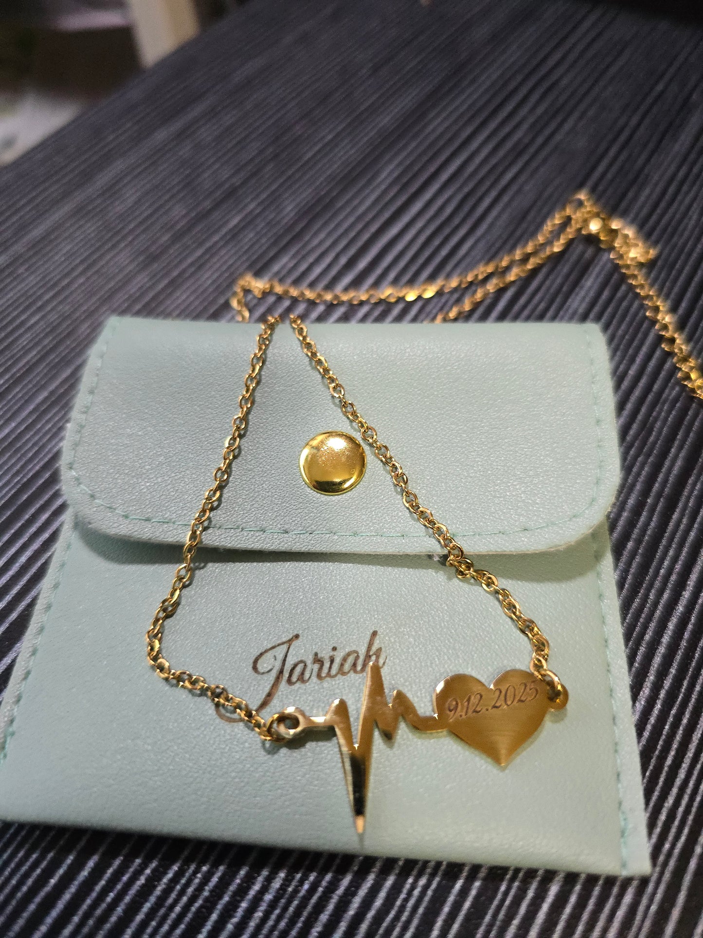 Heart Beat Necklace - Ready to be Engraved - Premium Stainless Steel Piece #700030