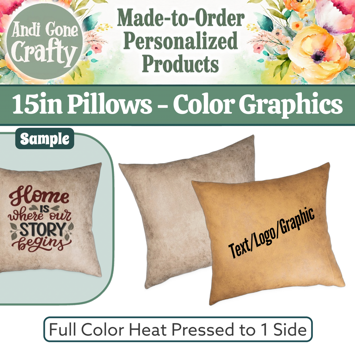 15in Pillow Case - Color Graphics