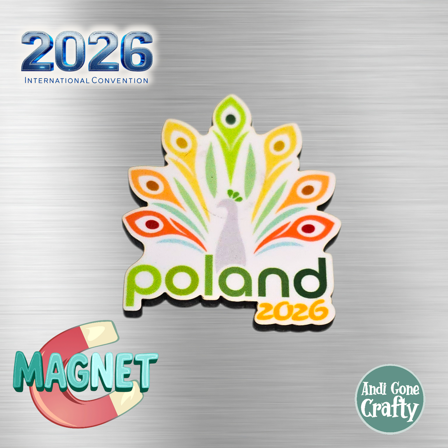 Poland - Warsaw - Apx 1.75in Magnet - 2026 International Convention of Jehovah's Witnesses - JW Gifts and Souvenirs