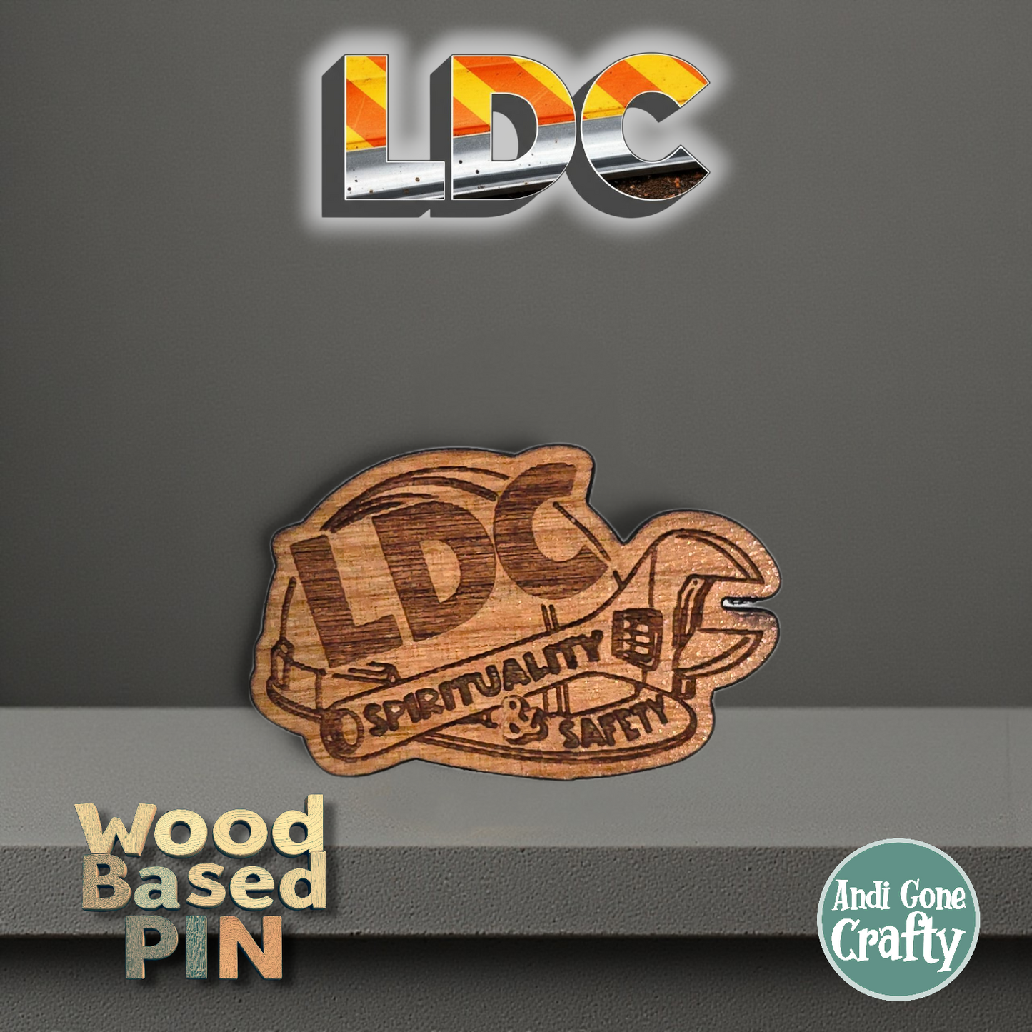 Hard Hat - Safety & Spirituality - LDC - JW Pin - Cherry Wood