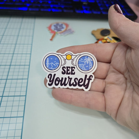 See Yourself - Binocular - Variety Bulk Pack of 16 Stickers - Apx 2in - Water Resistant Stickers