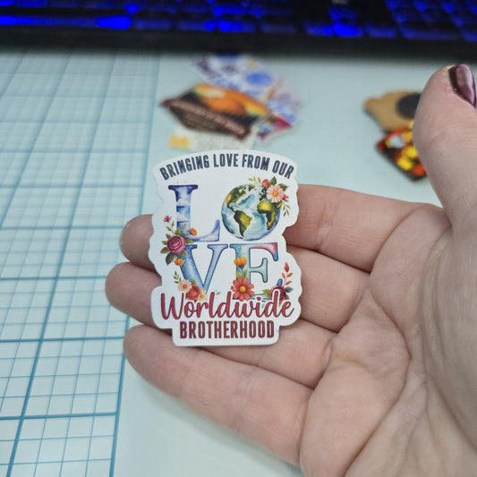 Love Brotherhood - Variety Bulk Pack of 18 Stickers - Apx 2in - Water Resistant Stickers