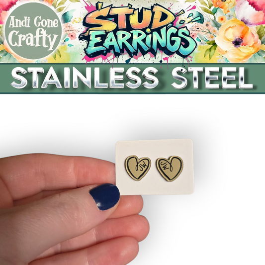 Heart - JW Stud Earring - Stainless Steel Posts