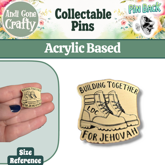 Building Together for Jehovah - Boots - LDC - JW Pin - Cherry Wood