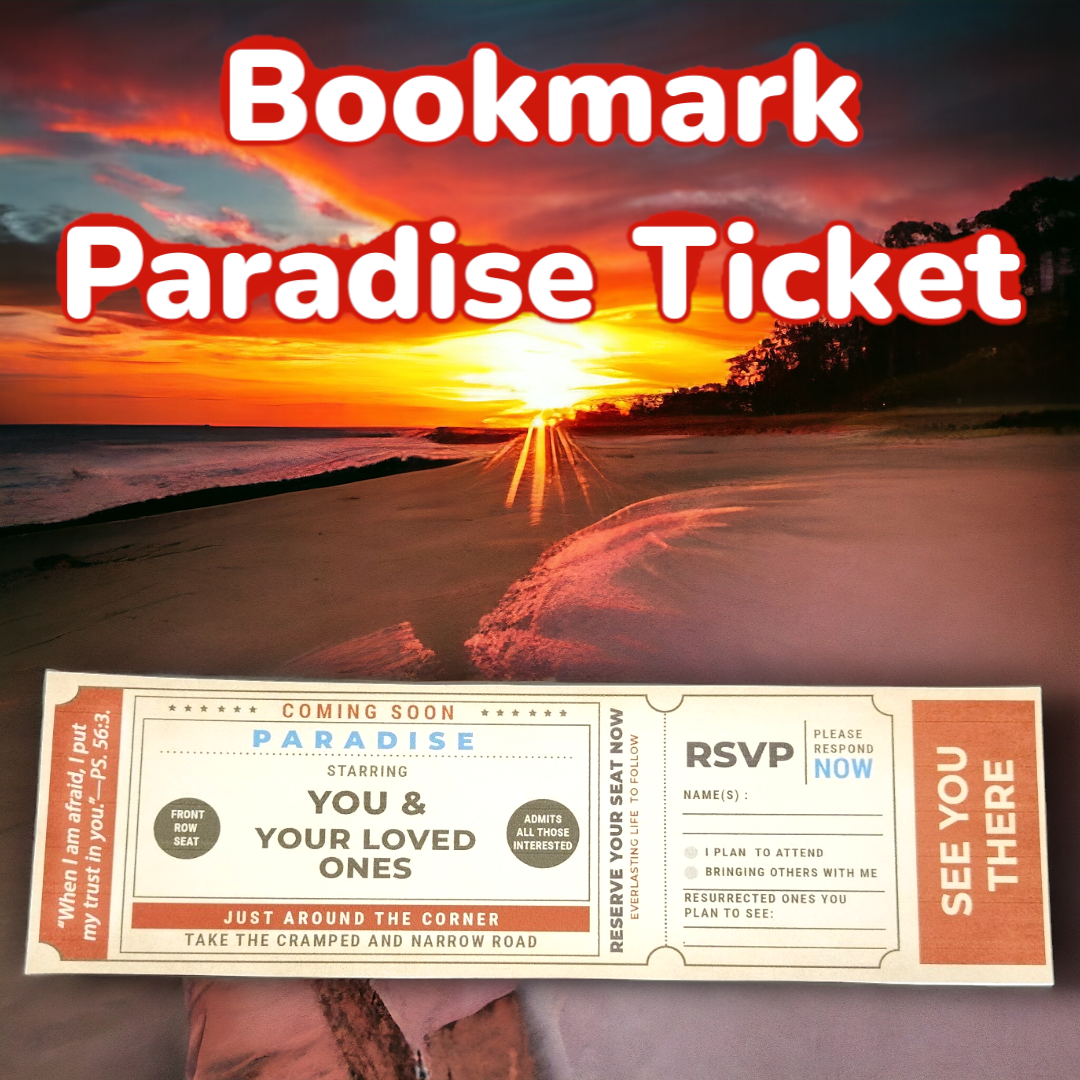JW Bookmark - Paradise Ticket - Editable Text - 5 Pack