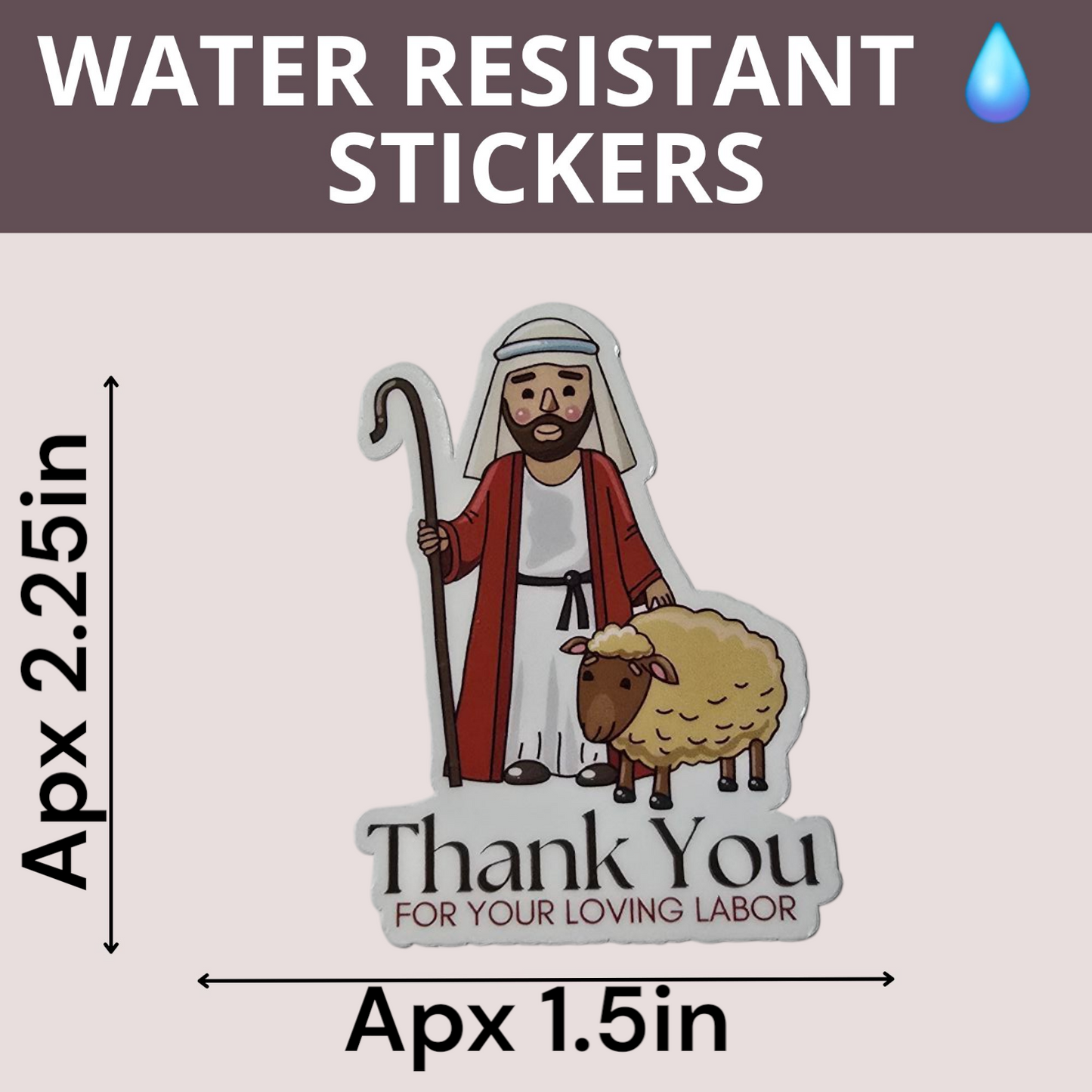 Shepherd- Water Resistant Stickers (Bulk Pack of 16 Stickers)
