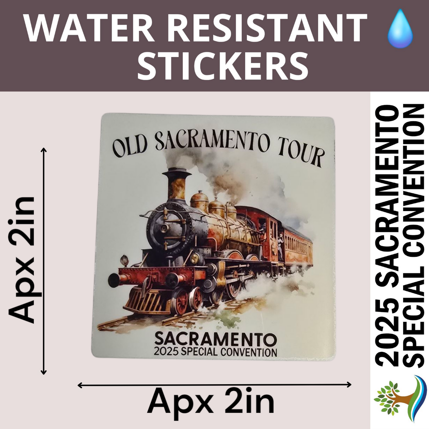 Old Sacramento Tour - Water Resistant Stickers (Bulk Pack of 12 Stickers)