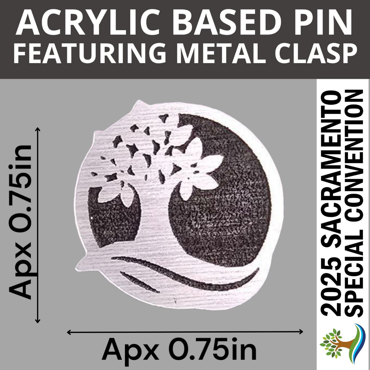 Tree Logo Engraved - Pin - United States Sacramento (California) - 2025 Special Convention of Jehovah's Witnesses - JW Gifts and Souvenirs