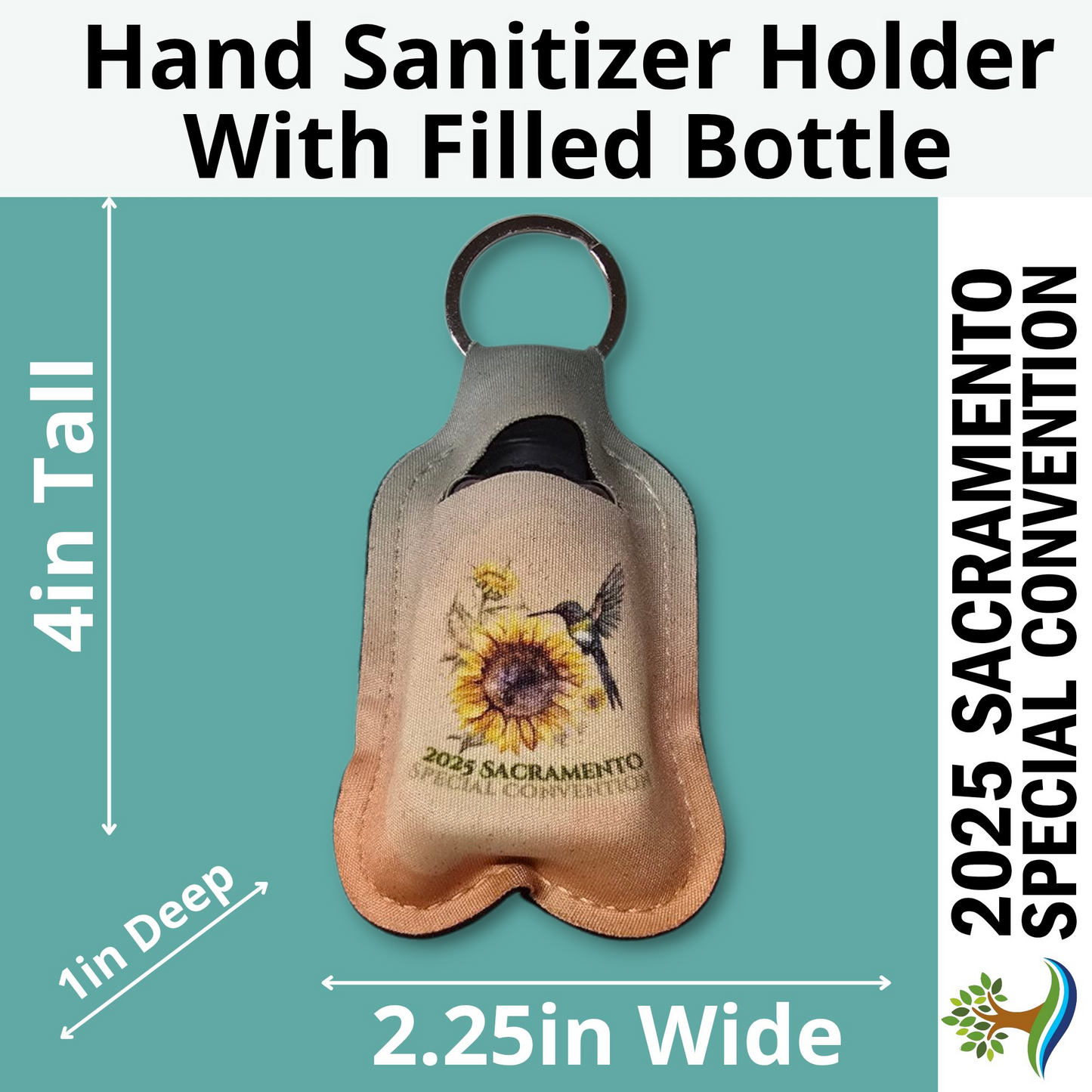 Hummingbird Sunflower - Hand Sanitizer Holder (Filled) - United States Sacramento (California) - 2025 Special Convention of Jehovah's Witnesses - JW Gifts and Souvenirs
