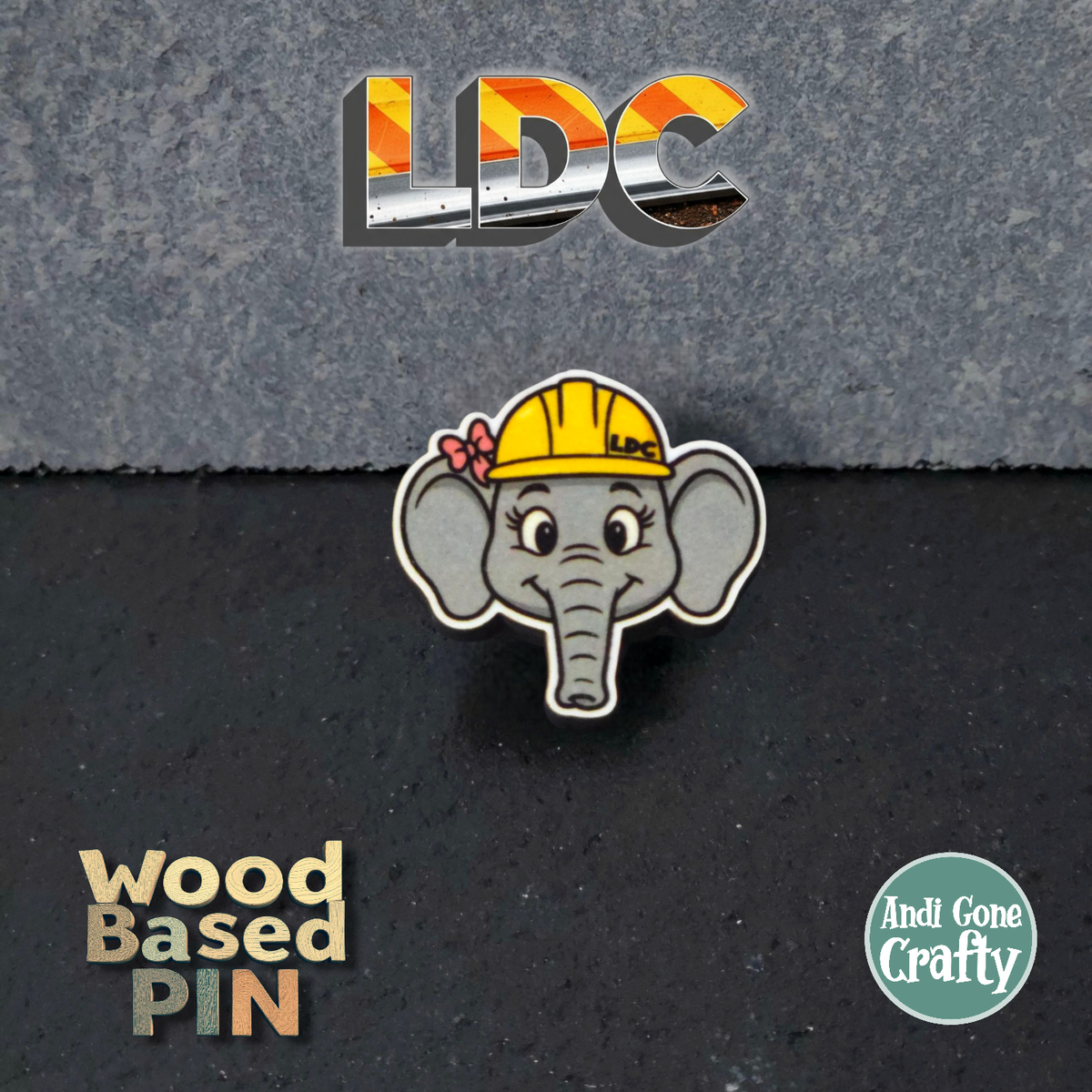Girl Elephant Head - Construction Animals - LDC - JW Pin - Full Color