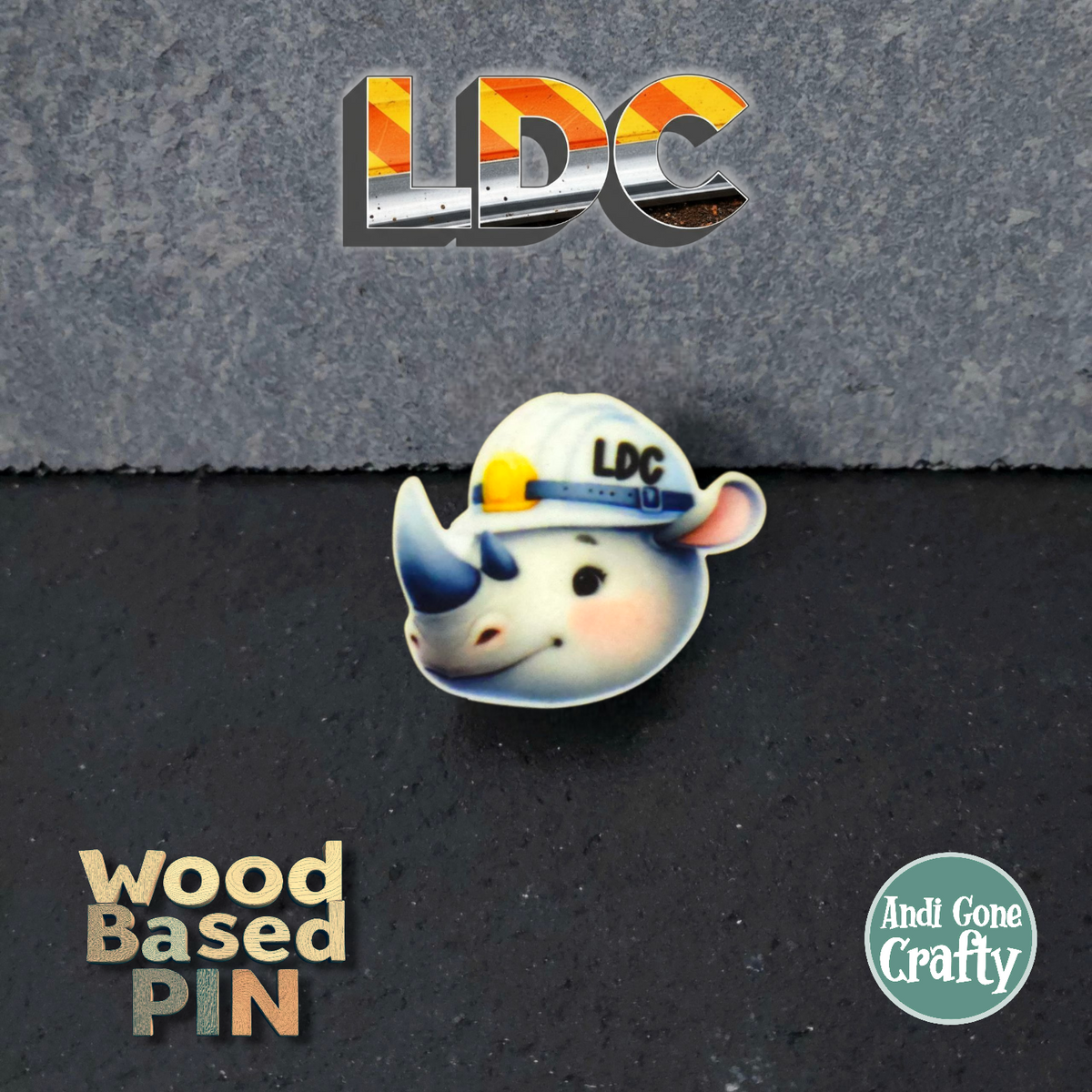 Rhino Elephant Head - Construction Animals - LDC - JW Pin - Full Color