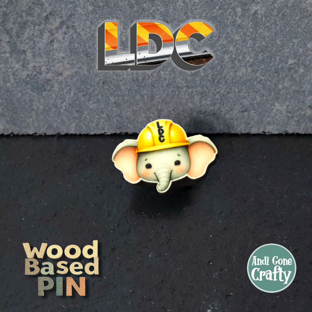 Elephant Head - Construction Animals - LDC - JW Pin - Full Color