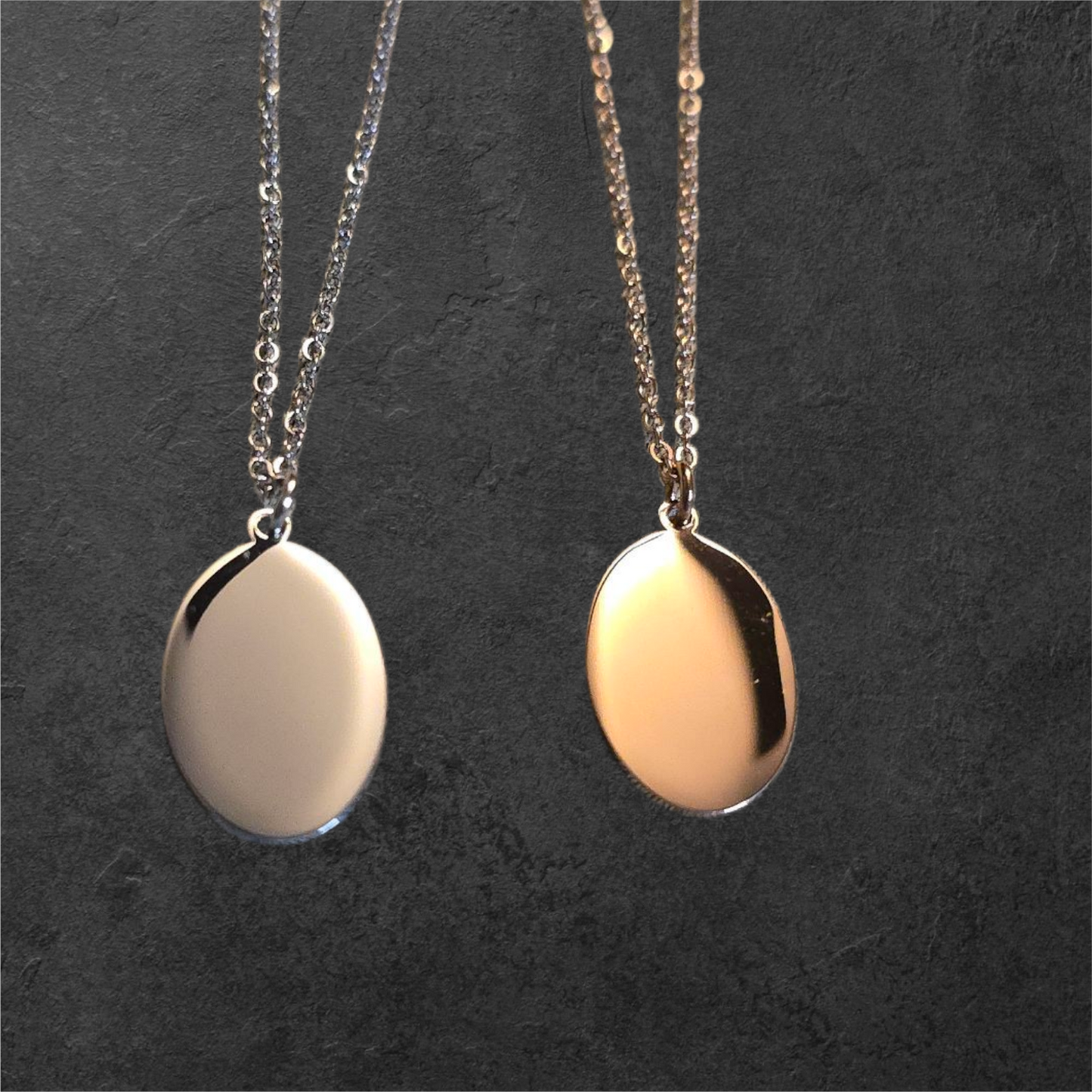 Oval Pendant Necklace - Ready to be Engraved - Premium Stainless Steel Piece #700035