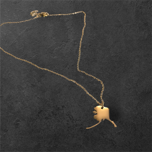 Gold Alaska Necklace - Ready to be Engraved - Premium Stainless Steel Piece #700016