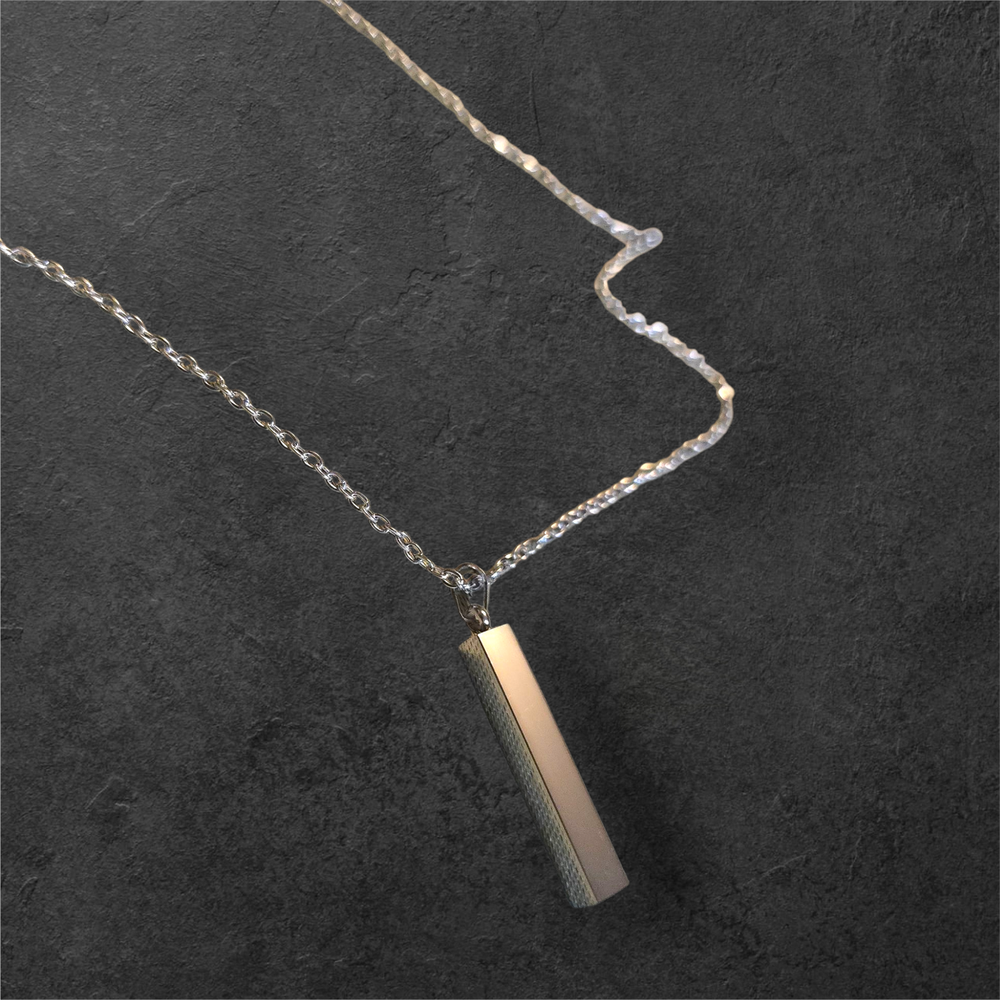 4 Sided Bar Pendant Necklace - Ready to be Engraved - Premium Stainless Steel Piece #700005