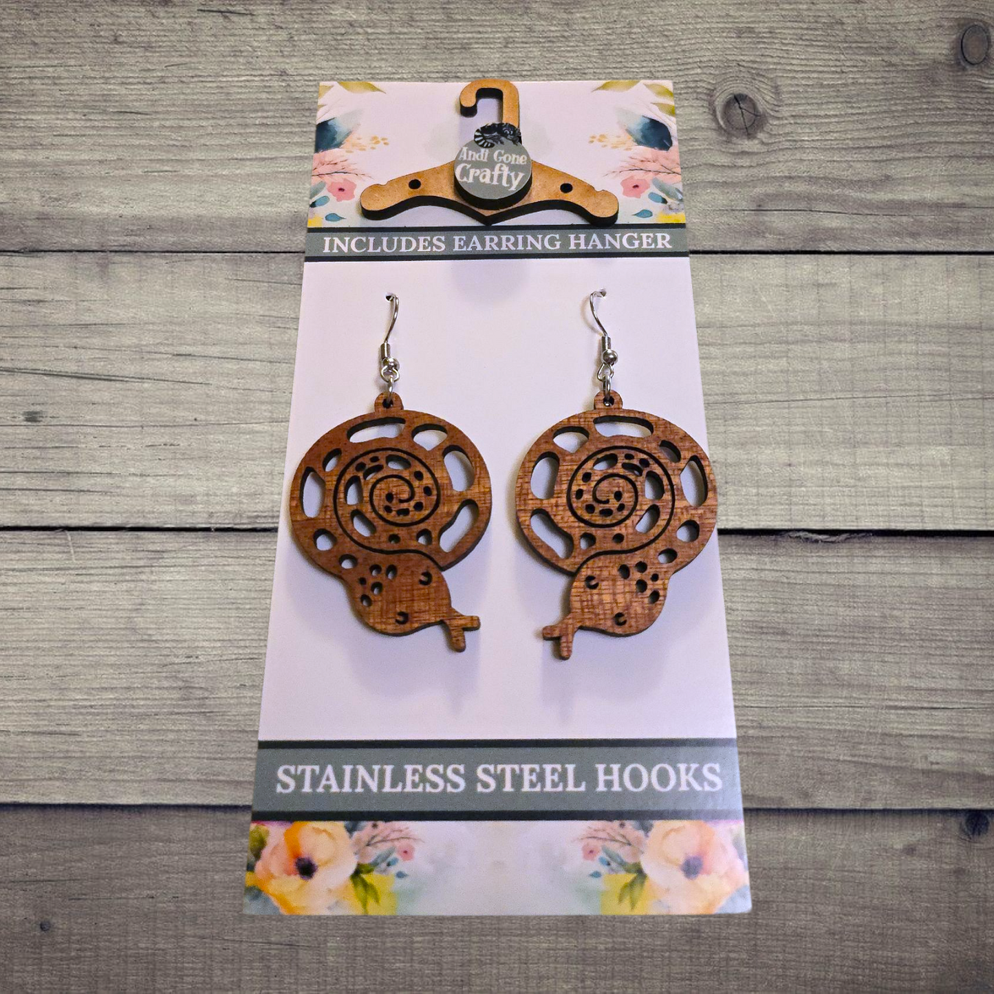 Snake - (Lightweight Wood and Stainless Steel Hooks) - Earring Number 300446