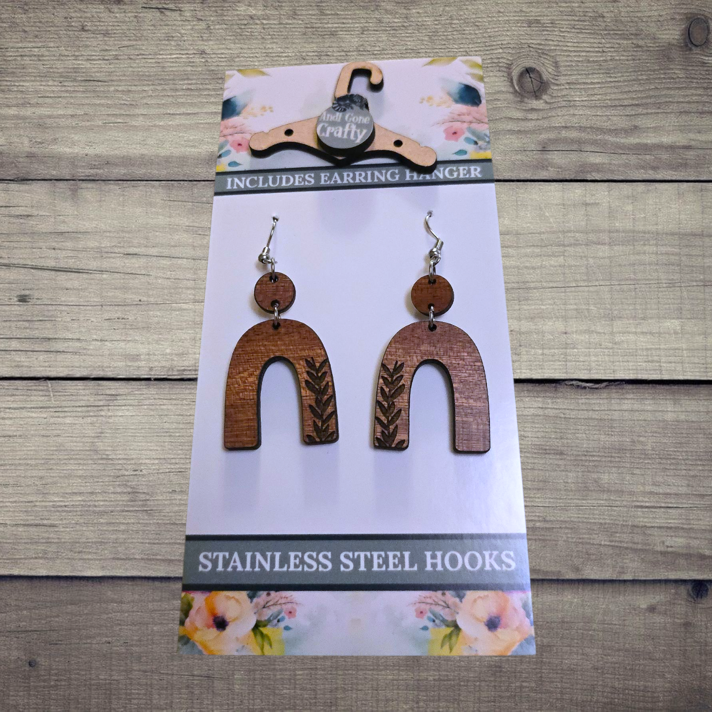 Shape - (Lightweight Wood and Stainless Steel Hooks) - Earring Number 300452