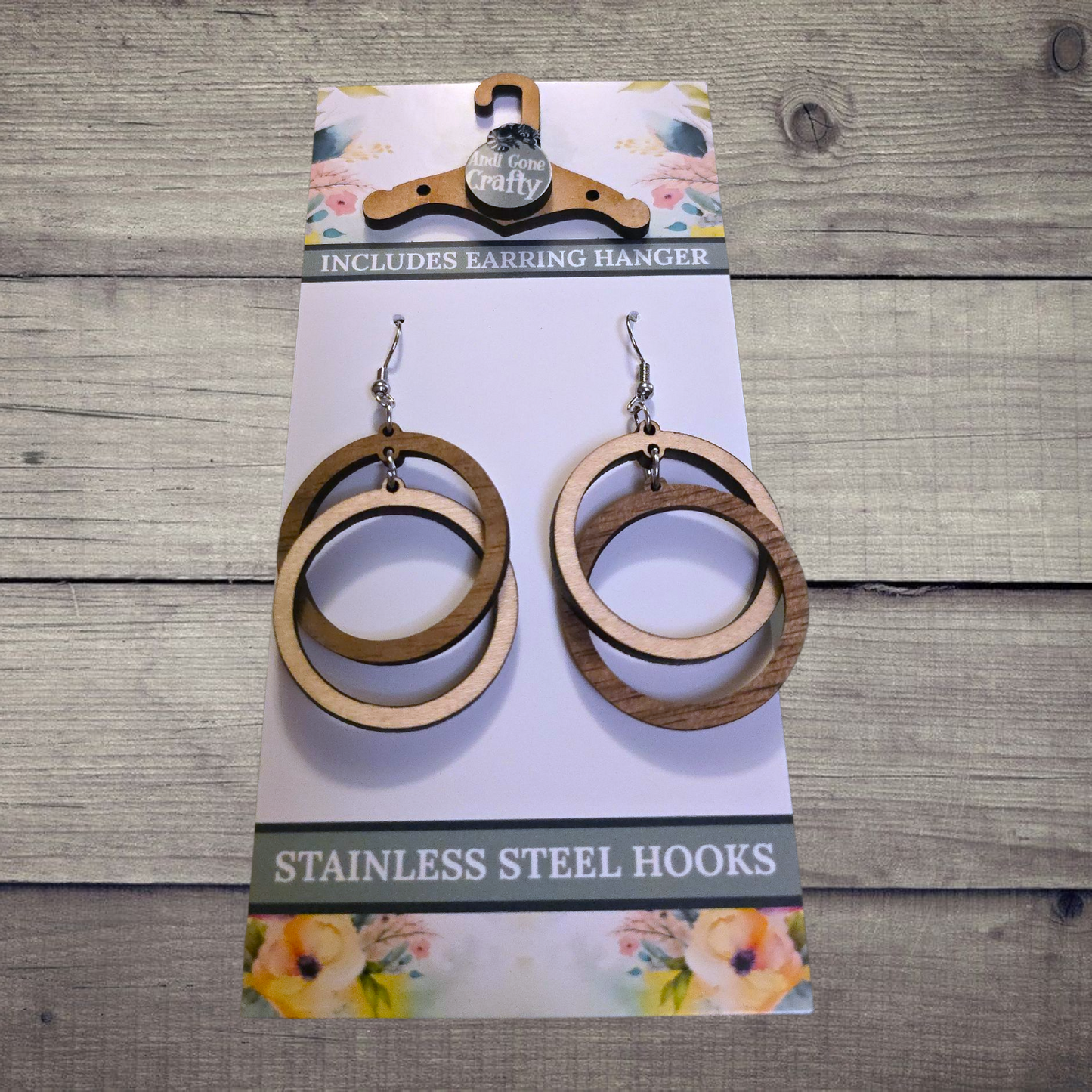 Shape - (Lightweight Wood and Stainless Steel Hooks) - Earring Number 300443