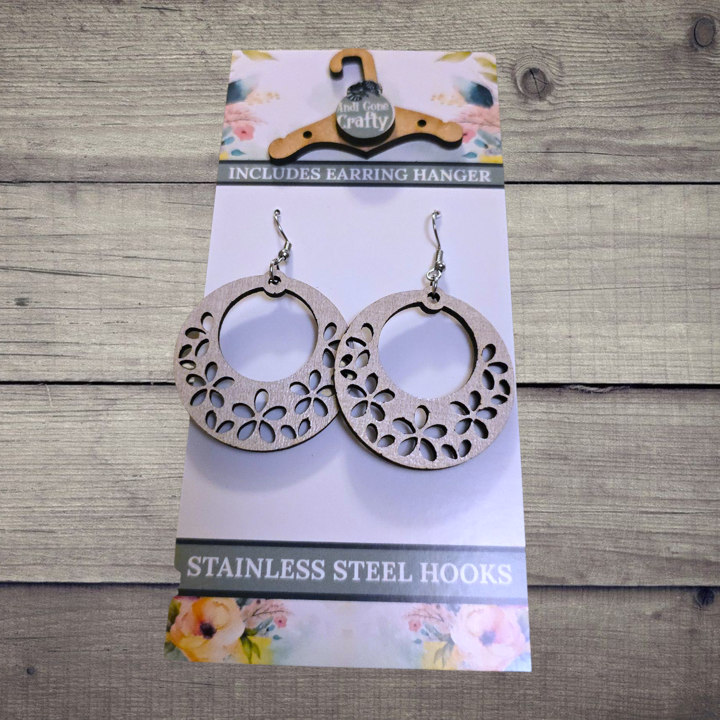 Shape - (Lightweight Wood and Stainless Steel Hooks) - Earring Number 300434