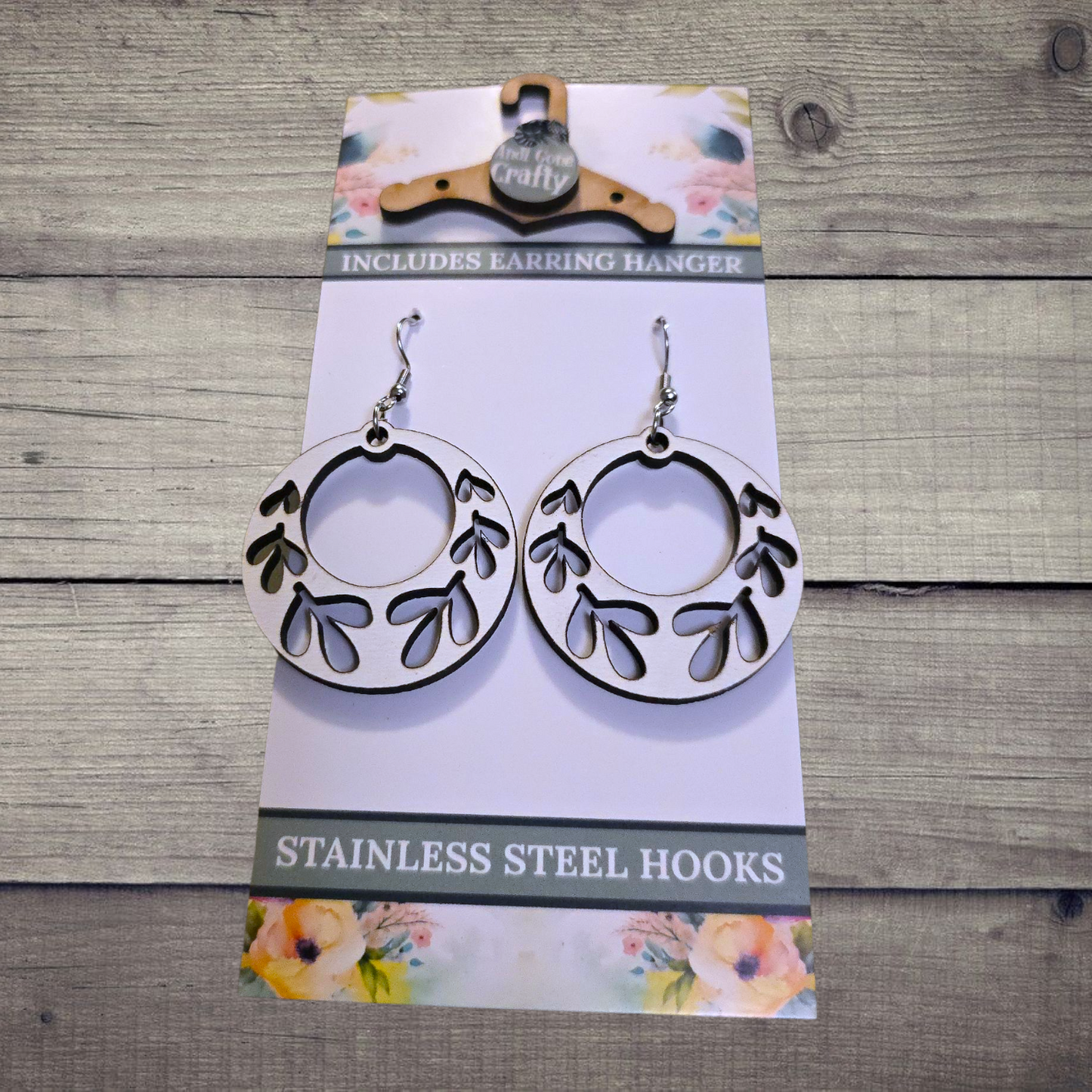 Shape - (Lightweight Wood and Stainless Steel Hooks) - Earring Number 300414