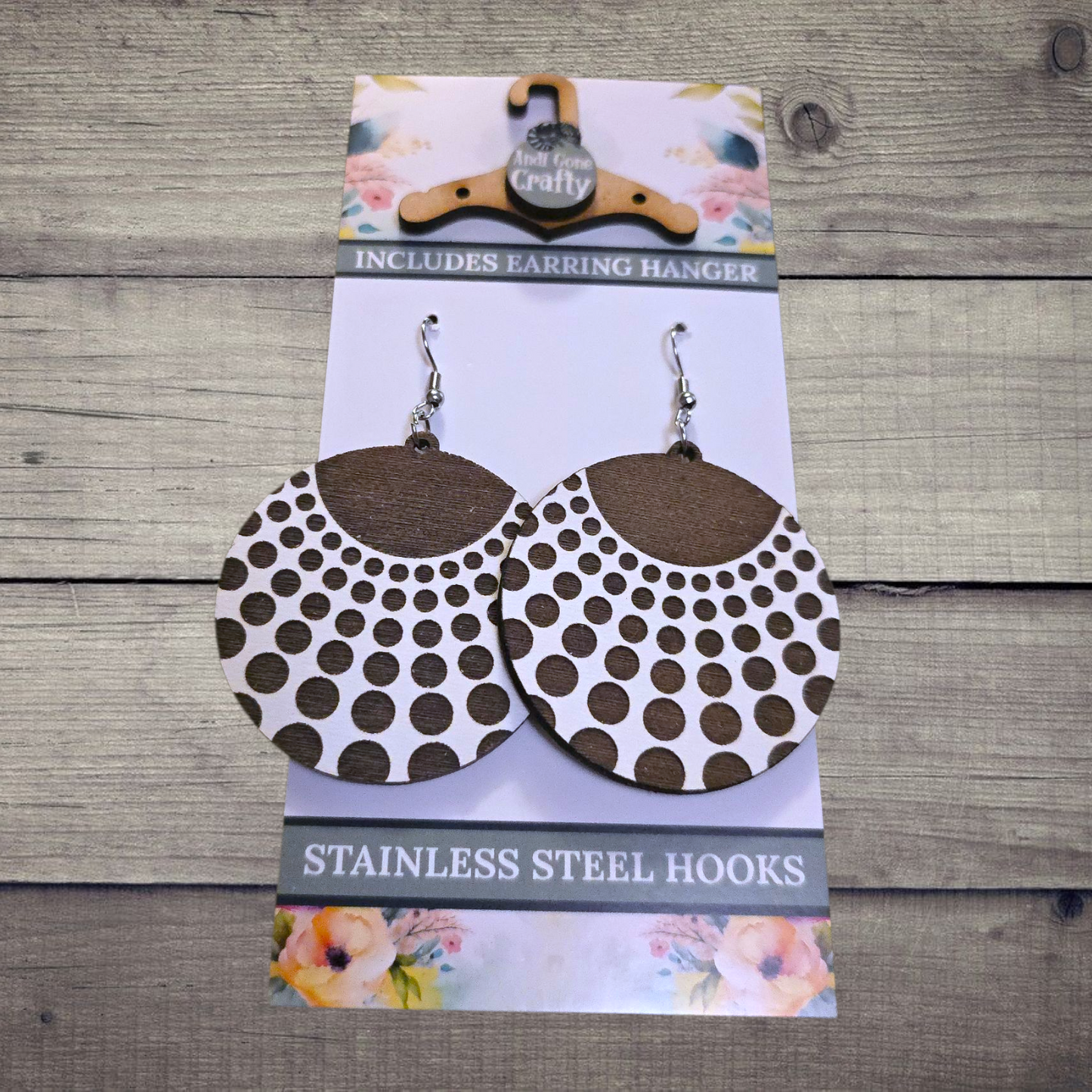 Shape - (Lightweight Wood and Stainless Steel Hooks) - Earring Number 300428