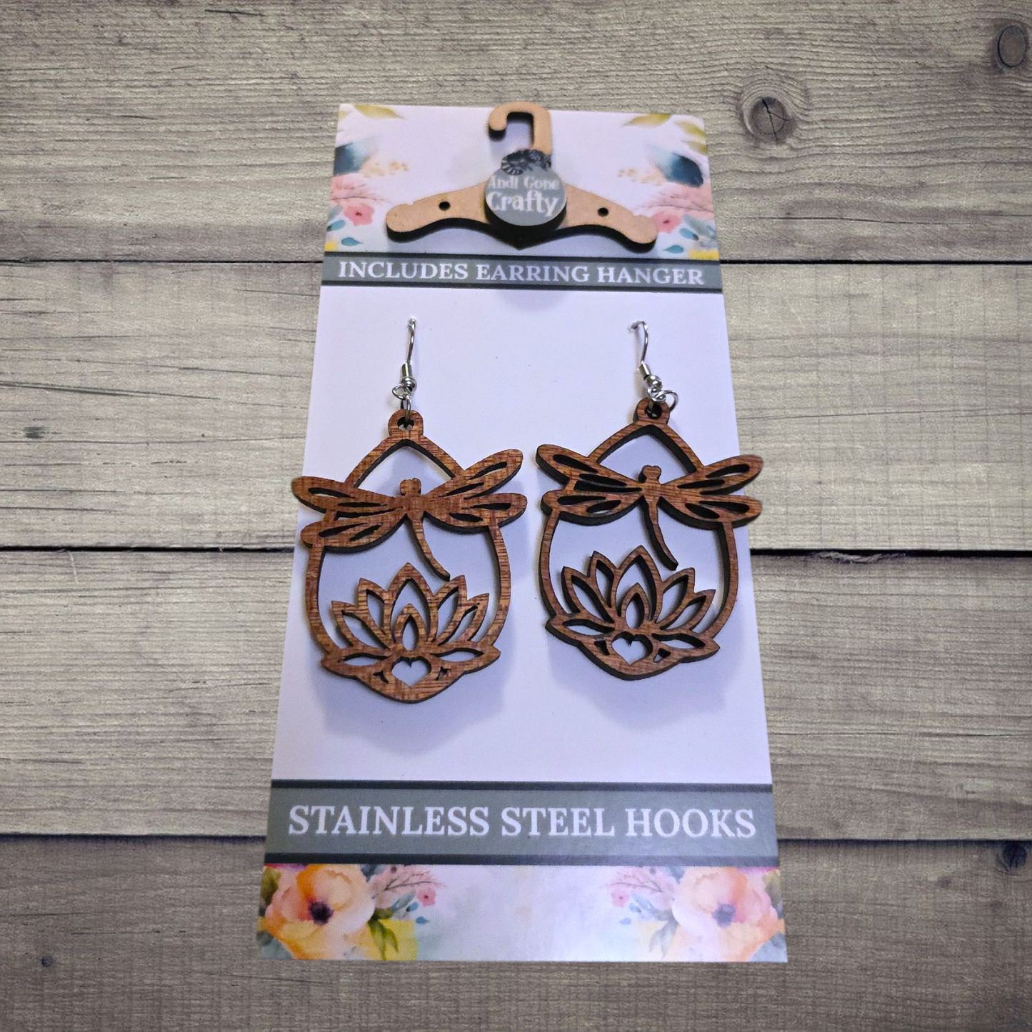 Dragonfly - (Lightweight Wood and Stainless Steel Hooks) - Earring Number 300360