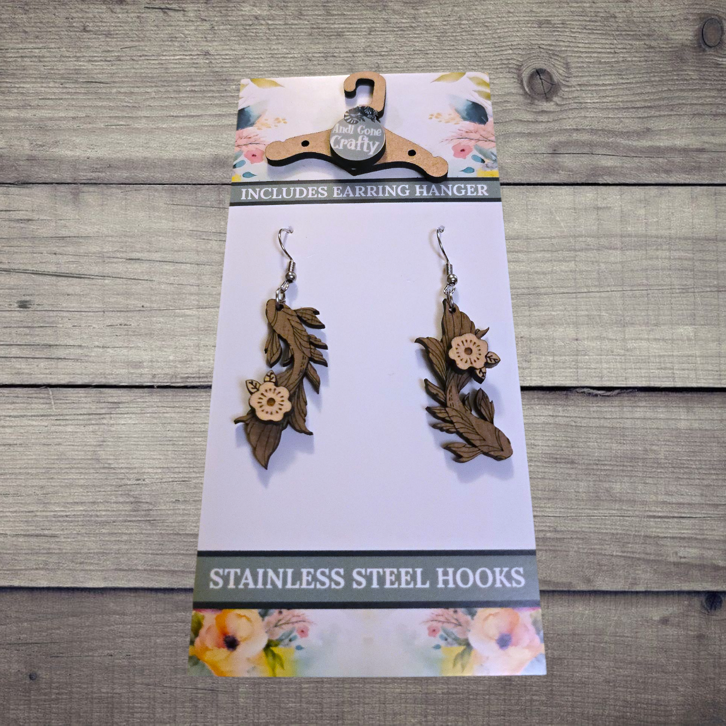 Fish - (Lightweight Wood and Stainless Steel Hooks) - Earring Number 300379