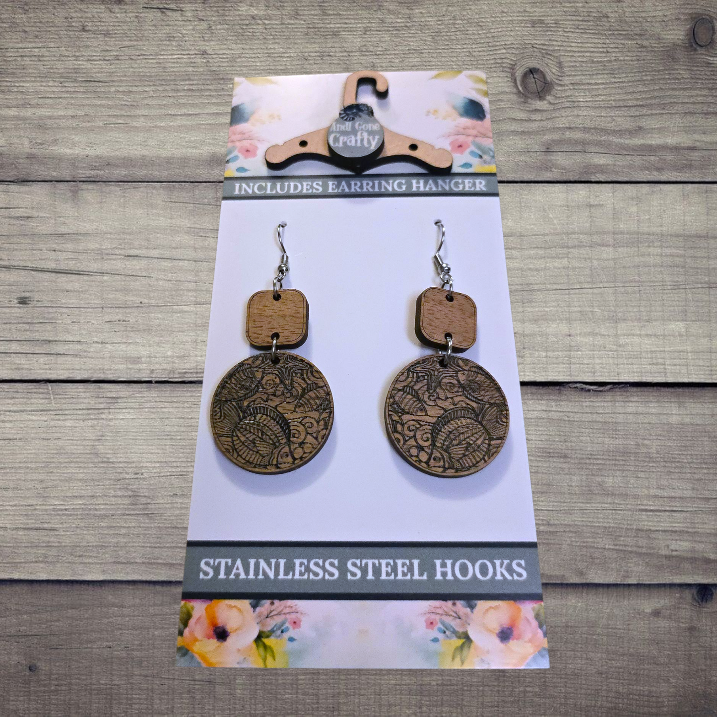 Fish - (Lightweight Wood and Stainless Steel Hooks) - Earring Number 300383