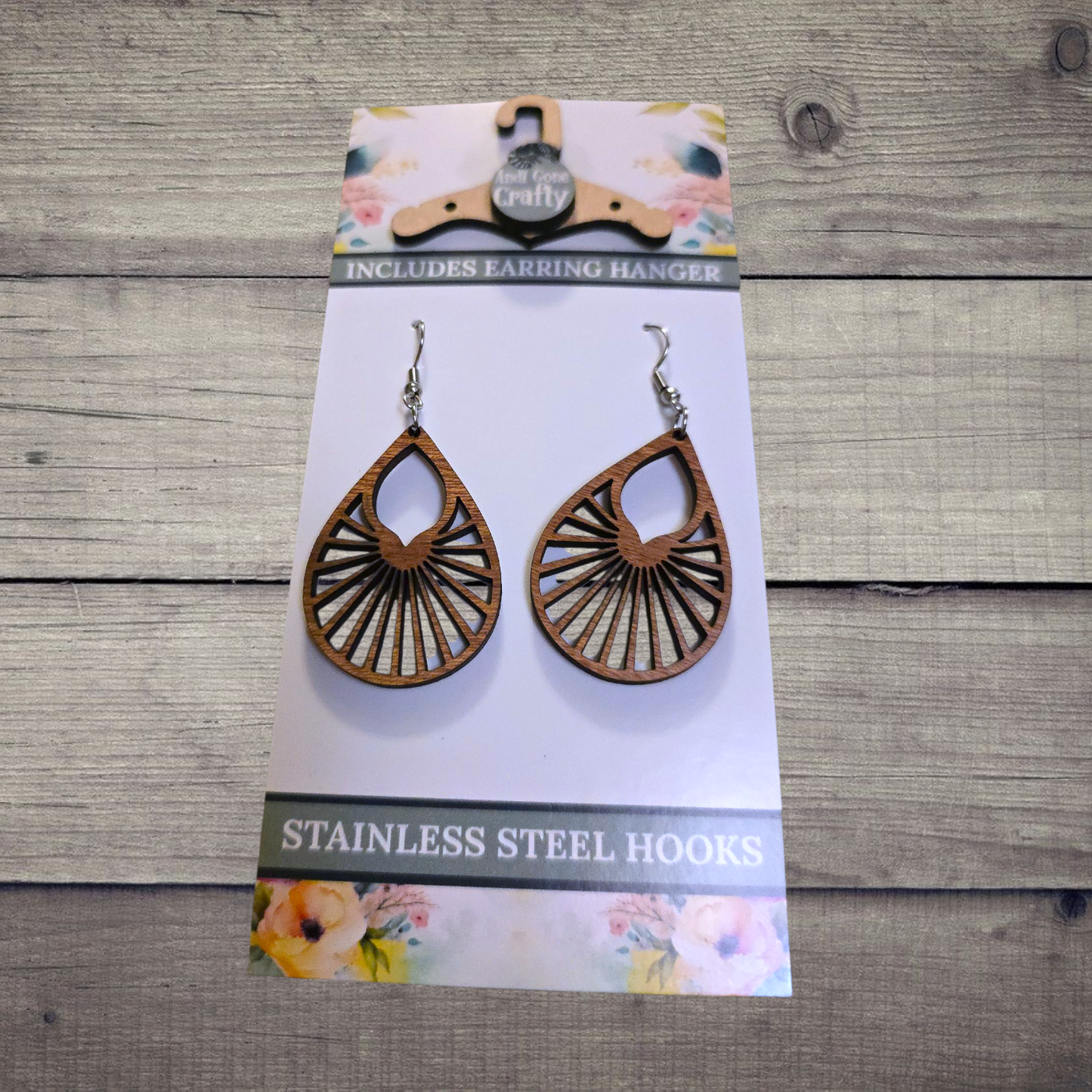 Shape - (Lightweight Wood and Stainless Steel Hooks) - Earring Number 300340