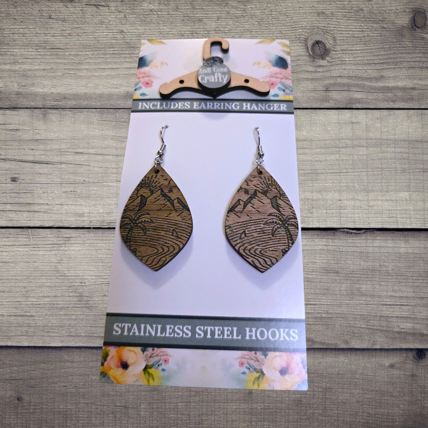Scenic - (Lightweight Wood and Stainless Steel Hooks) - Earring Number 300335
