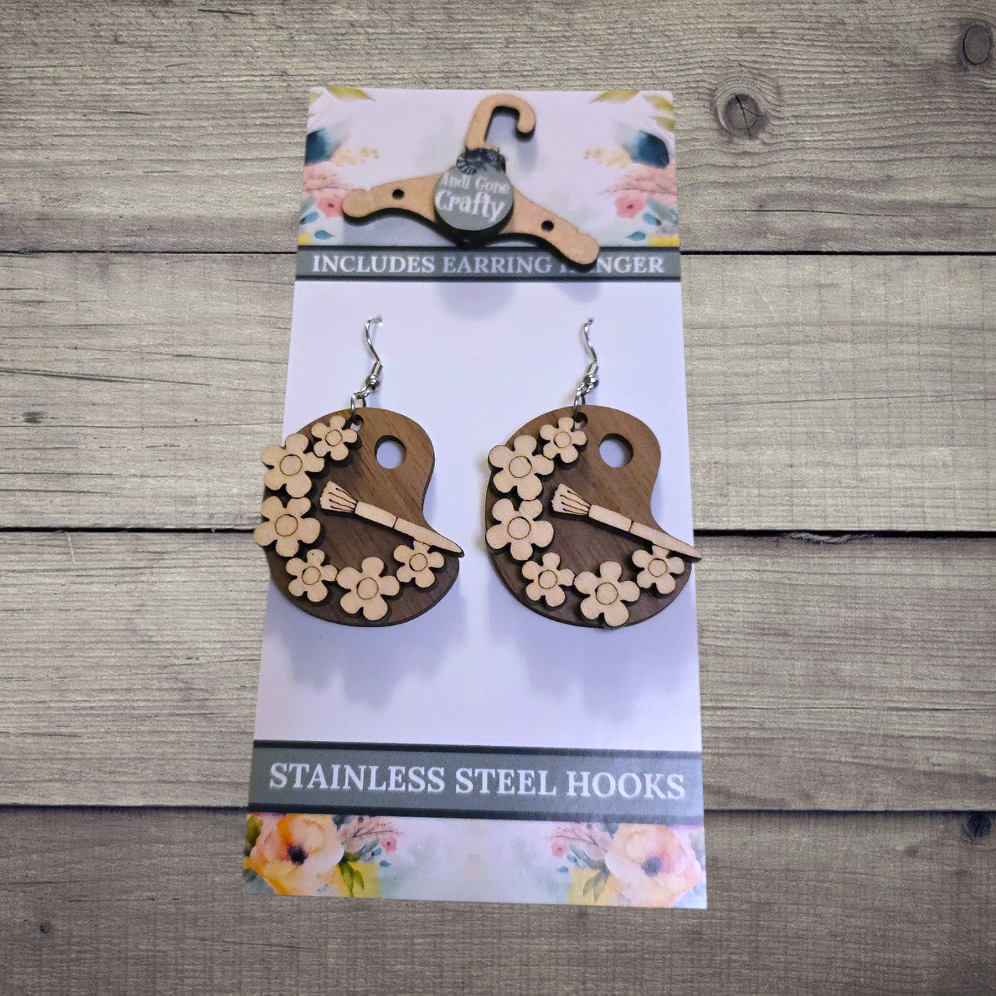 Art Pallet - (Lightweight Wood and Stainless Steel Hooks) - Earring Number 300350