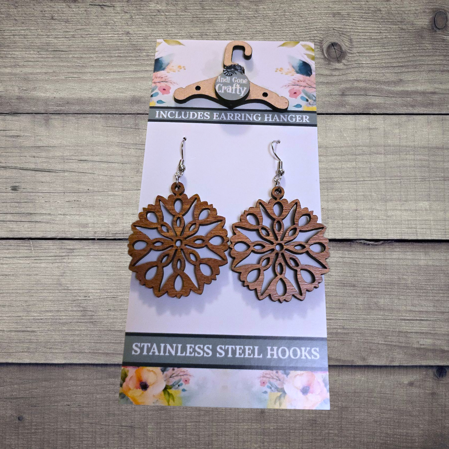 Shape - (Lightweight Wood and Stainless Steel Hooks) - Earring Number 300272