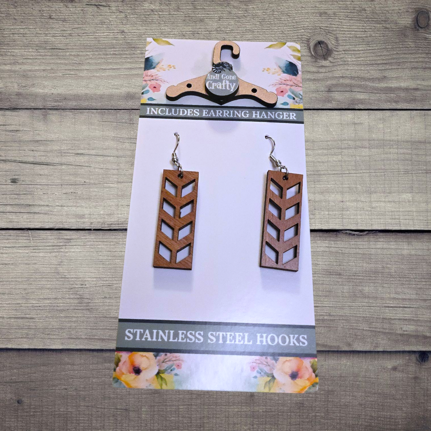 Shape - (Lightweight Wood and Stainless Steel Hooks) - Earring Number 300274