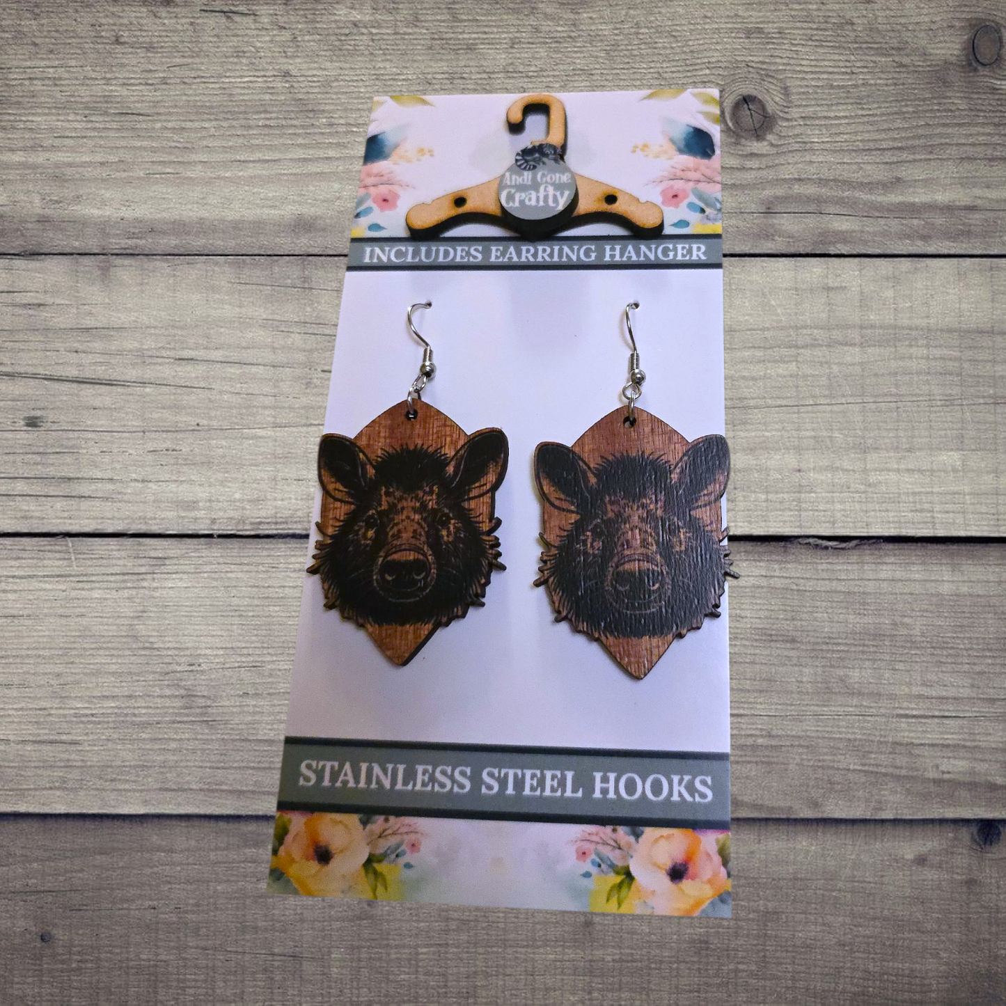 Aardvark - (Lightweight Wood and Stainless Steel Hooks) - Earring Number 300293