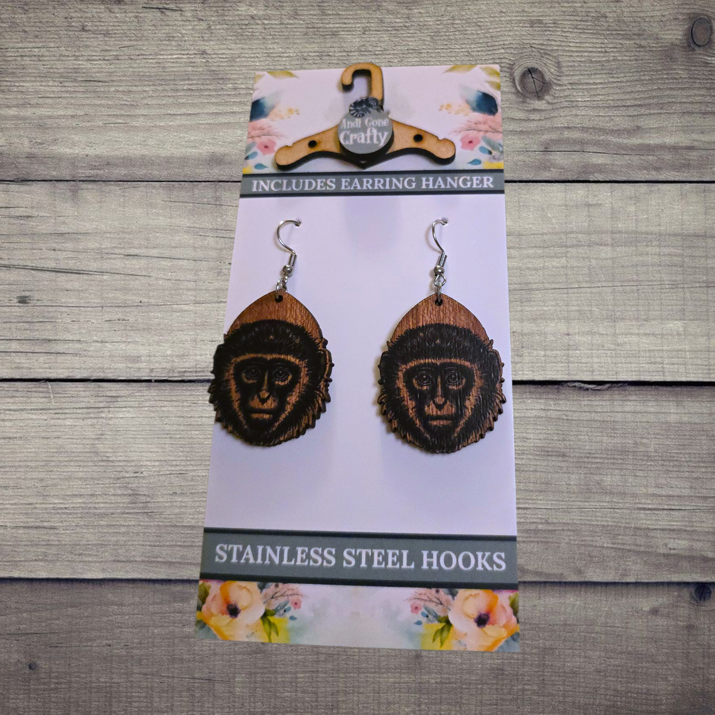 Vervet - (Lightweight Wood and Stainless Steel Hooks) - Earring Number 300252