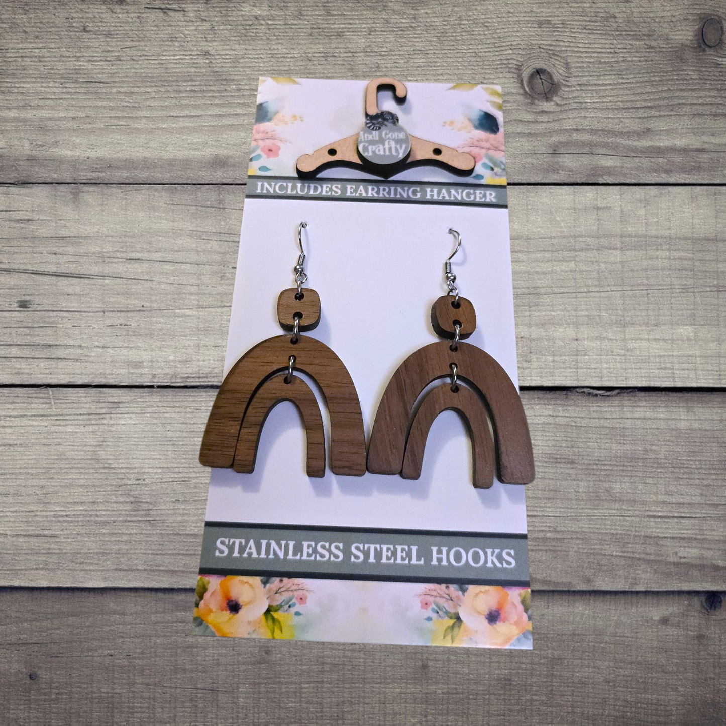 Shape - (Lightweight Wood and Stainless Steel Hooks) - Earring Number 300218