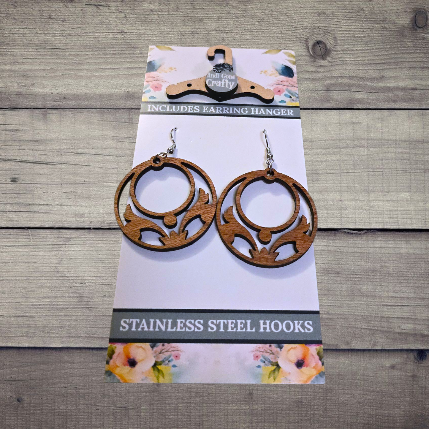 Shape - (Lightweight Wood and Stainless Steel Hooks) - Earring Number 300174