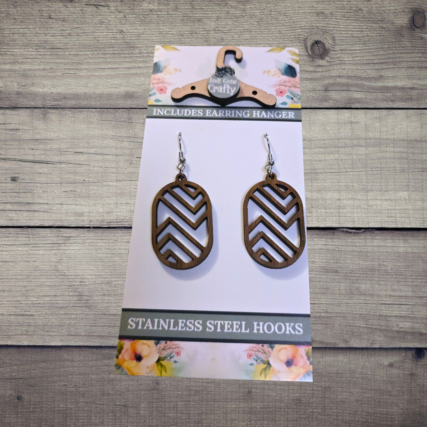 Shape - (Lightweight Wood and Stainless Steel Hooks) - Earring Number 300189