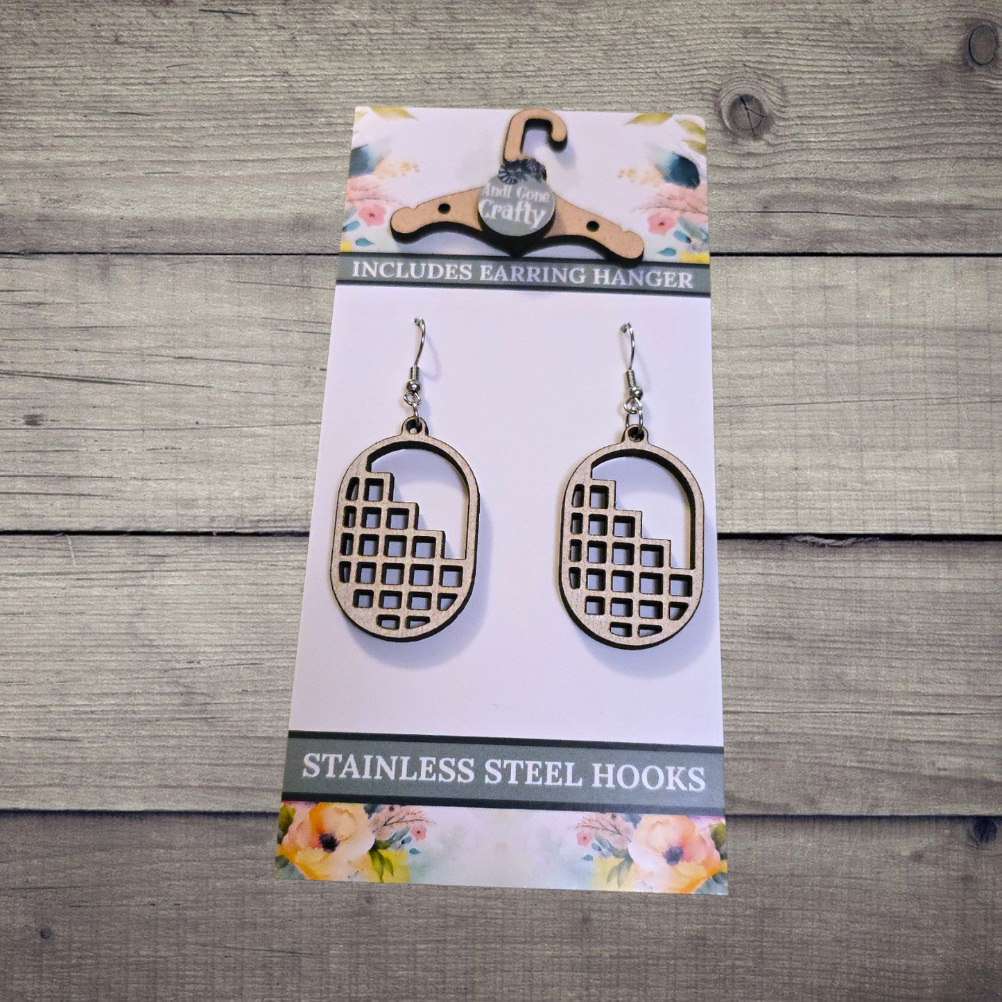 Dangle - (Lightweight Wood and Stainless Steel Hooks) - Earring Number 300147