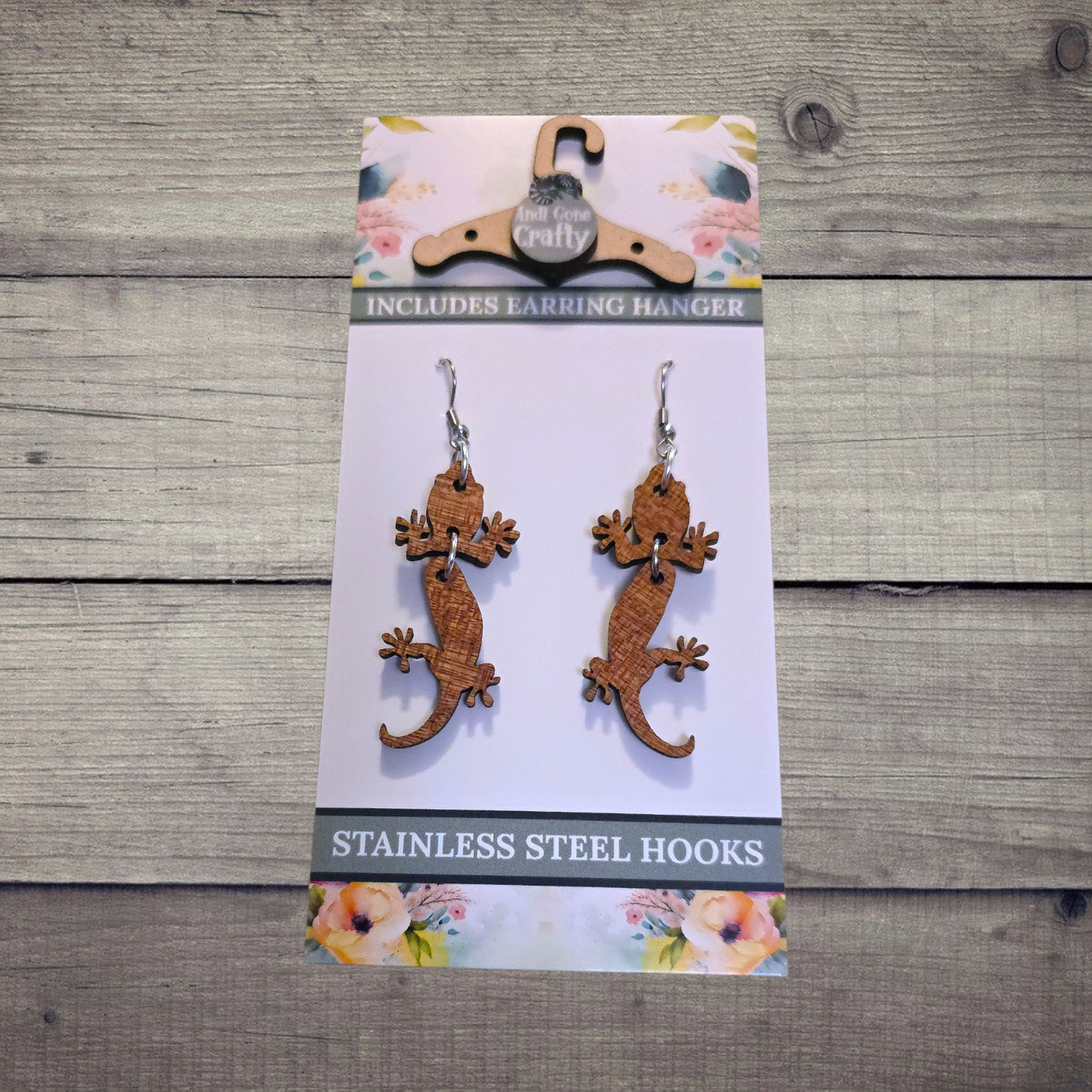 Snake - (Lightweight Wood and Stainless Steel Hooks) - Earring Number 300111