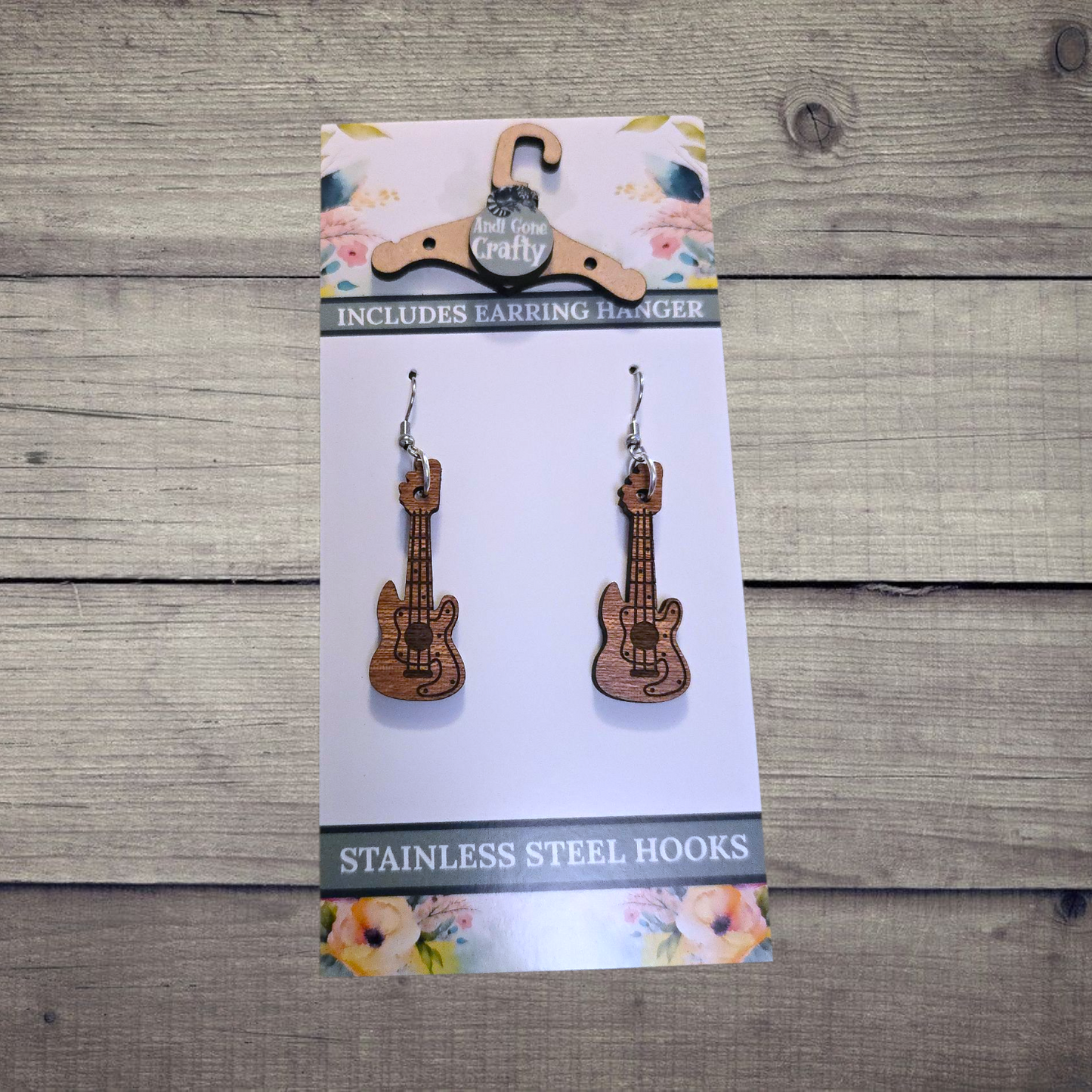 Music - (Lightweight Wood and Stainless Steel Hooks) - Earring Number 300083