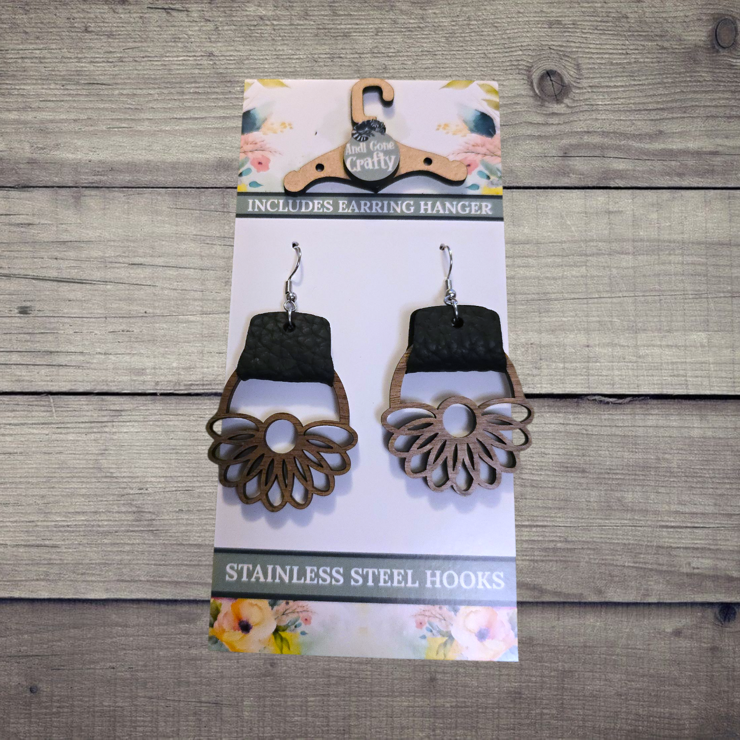 Shape - (Lightweight Wood and Stainless Steel Hooks) - Earring Number 300071