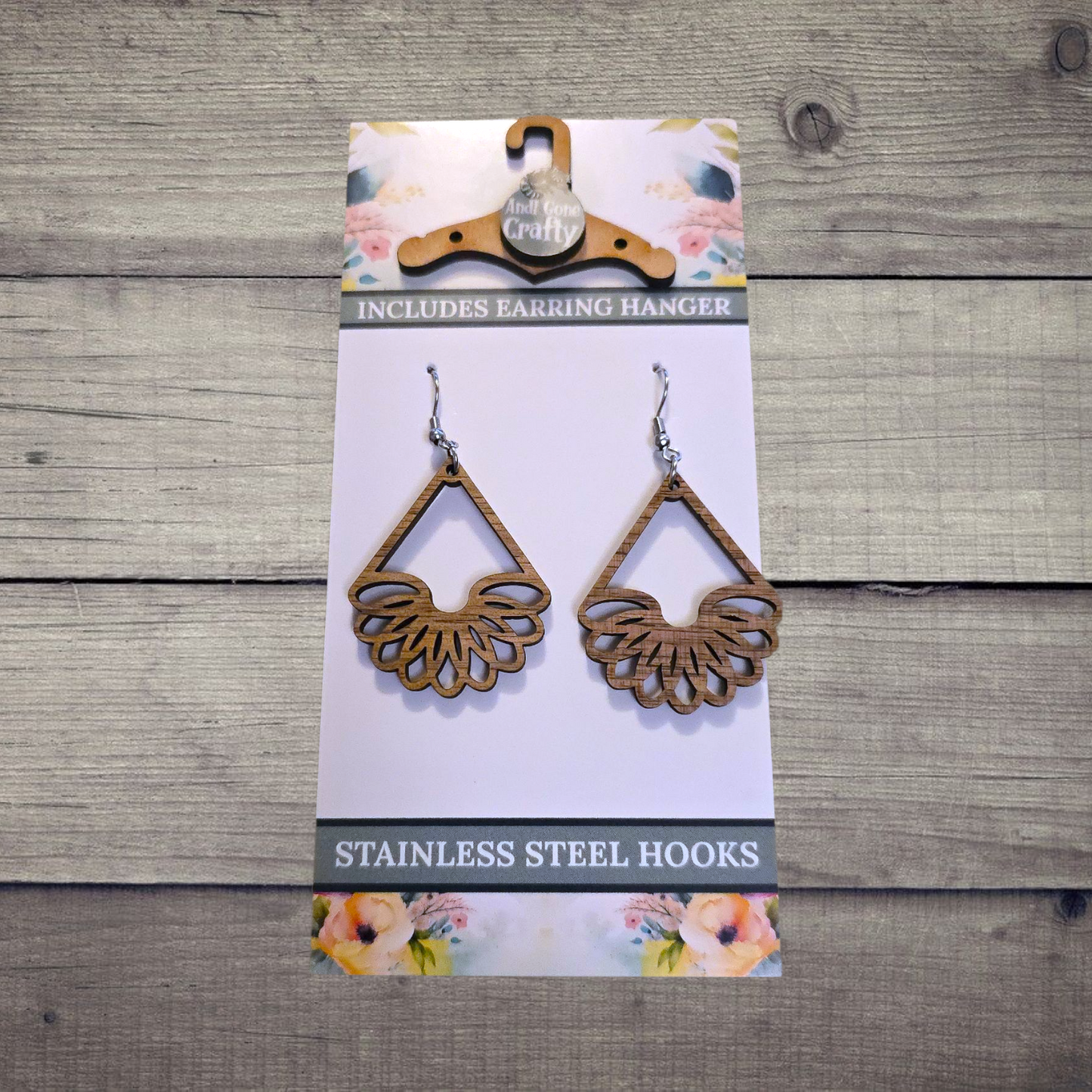 Shape - (Lightweight Wood and Stainless Steel Hooks) - Earring Number 300031