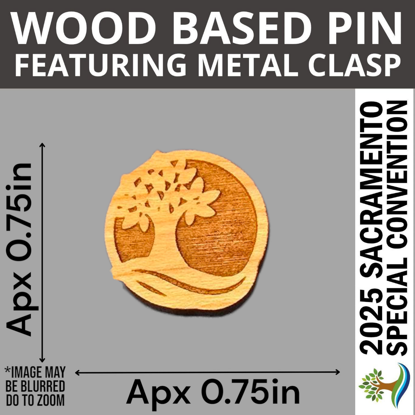 Tree Logo Engraved - Pin - United States Sacramento (California) - 2025 Special Convention of Jehovah's Witnesses - JW Gifts and Souvenirs