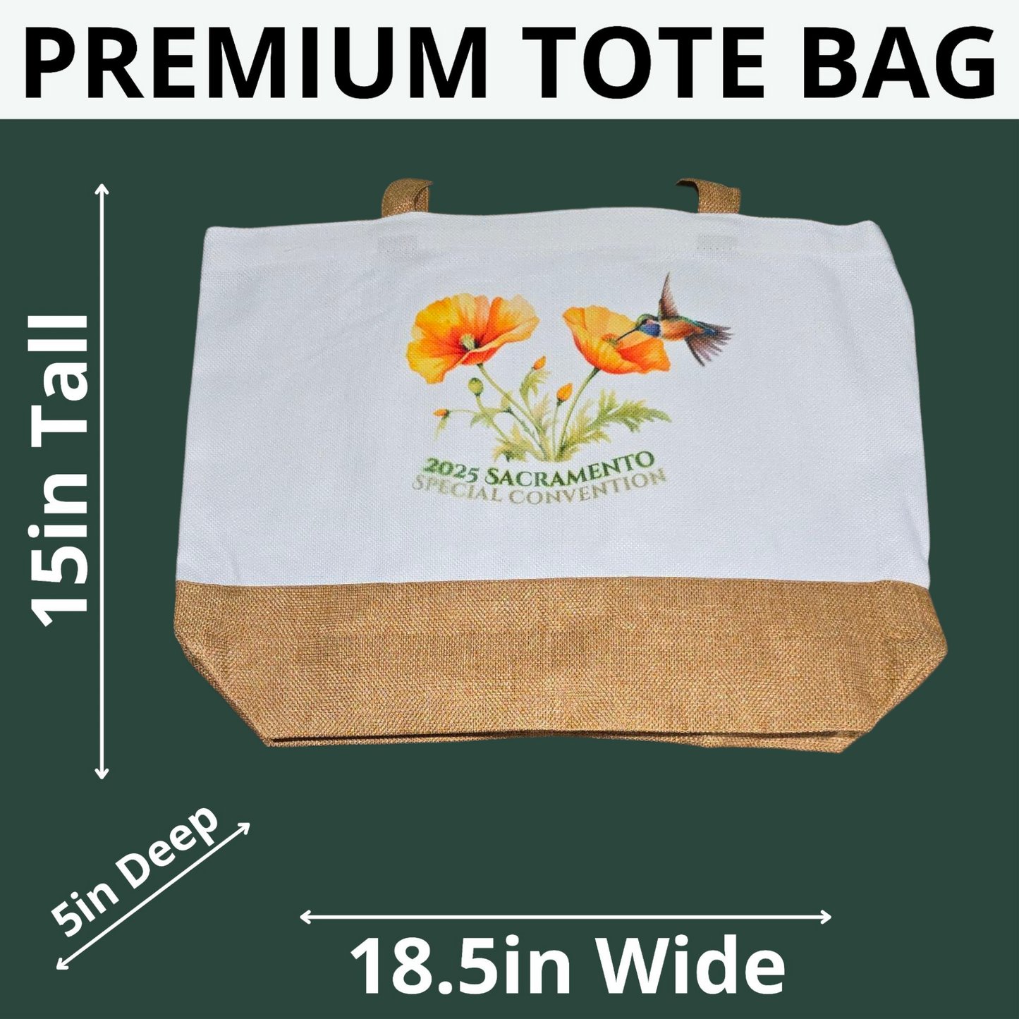 Poppies with Hummingbird - Premium Tote Bag