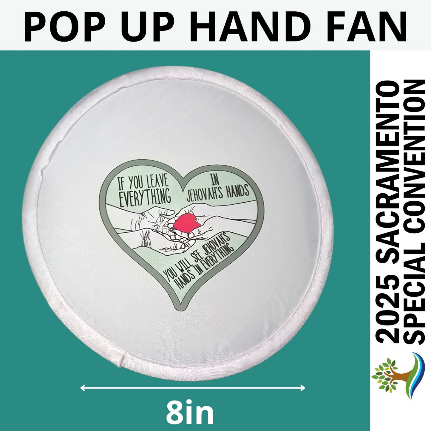 Jehovah's Hands - Sacramento Special Convention - 8in Pop Up Hand Fan