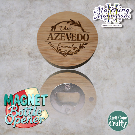 Monogram - Bamboo Magnet Bottle Opener