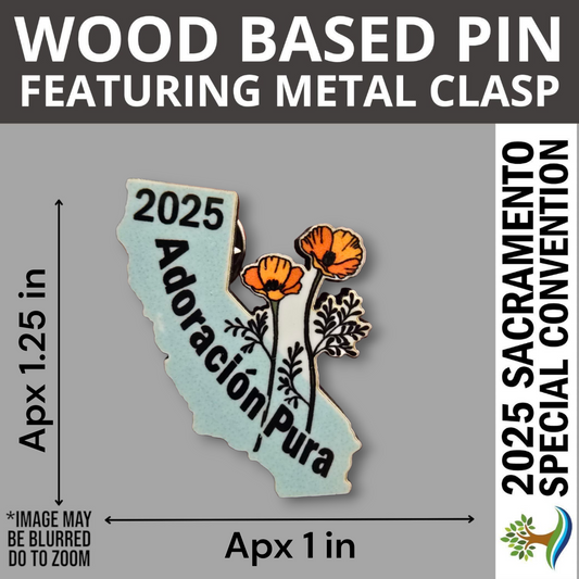 Spanish - CA Shape with Poppy - Pin - United States Sacramento (California) - 2025 Special Convention of Jehovah's Witnesses - JW Gifts and Souvenirs (Copy)