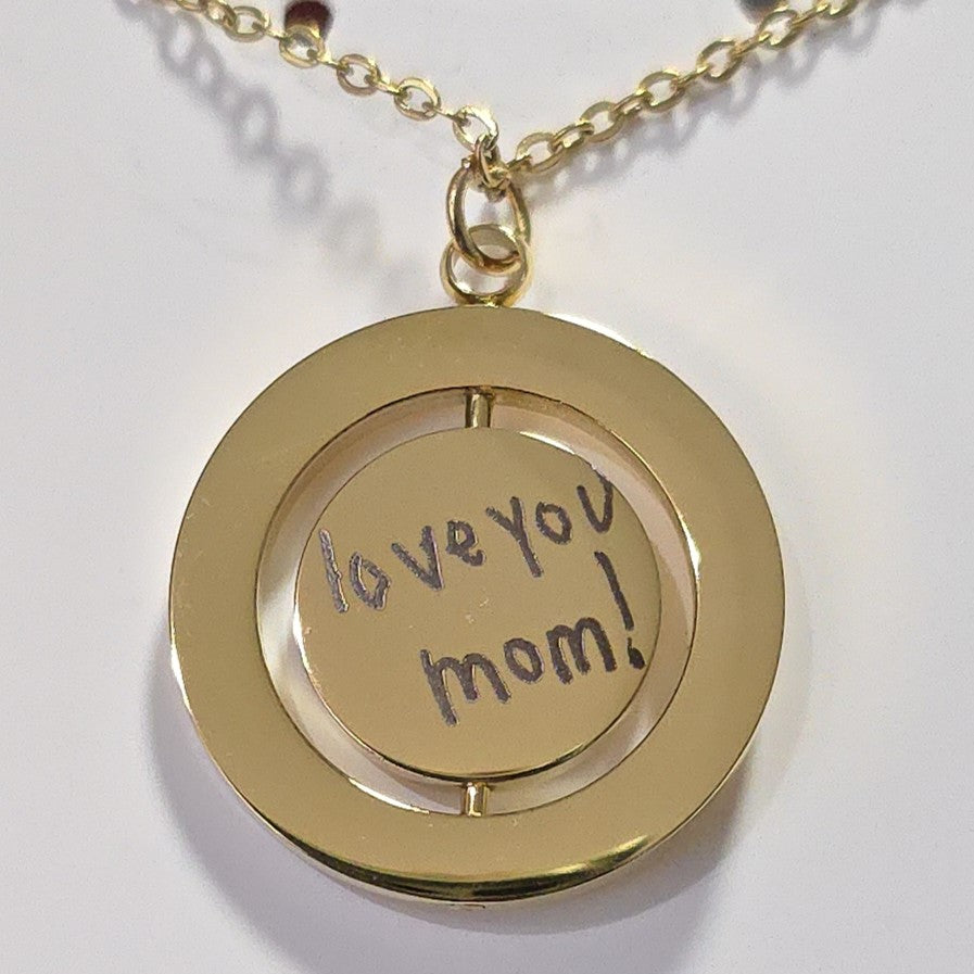 Gold Circle Swivel Necklace - Ready to be Engraved - Premium Stainless Steel Piece #700012